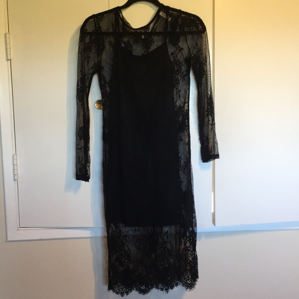 Black lace dress with black slip